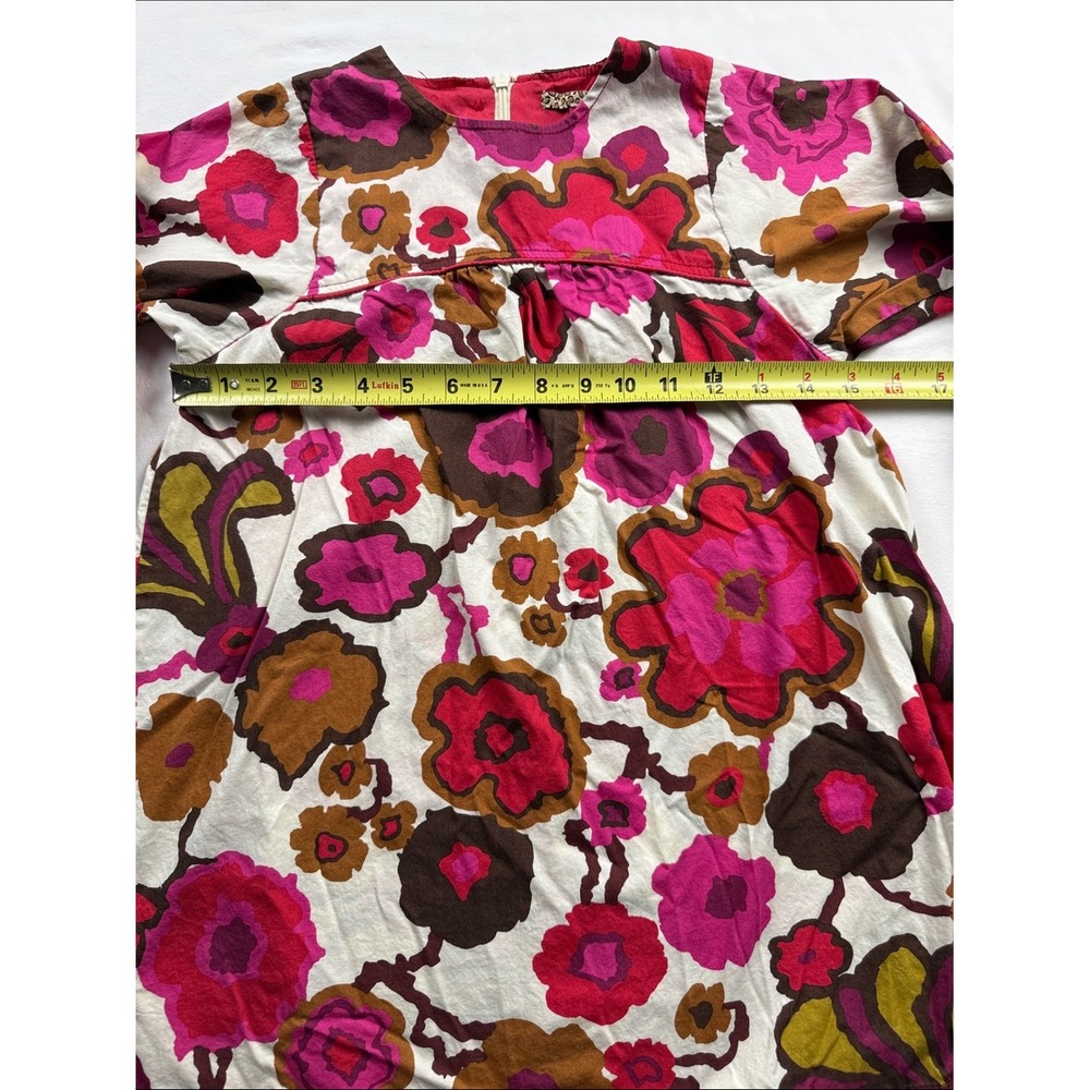 Pink Chicken Floral Dress Kids 8Y Multicolor Retro A-Line Boho Cotton - Picture 8 of 14